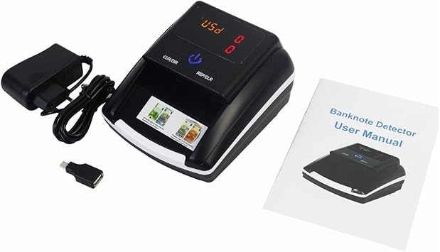 Portable Fake Banknote Detector Euro And USD Conterfeit Currency Currency Money Counter Machine Counterfeit Cash Quick Identify With LED Display(With battrey)