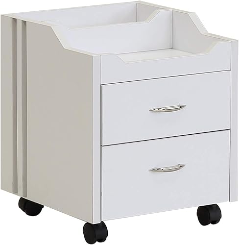 Miniatura 6 de J & A - Carro de pedicura con dos cajones funcionales, ruedas giratorias resistentes con cerradura, diseño moderno y elegante, en nogal,