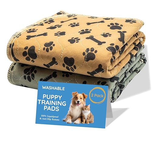 Magnus Creations® | 5-Layer | Washable Puppy Training Pads | Reusable Dog Pee Pads | Super Absorbent Waterproof Pet Mats for Home, Car & Travel | 2 Pack, 60 × 60 cm