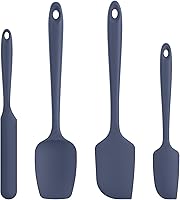 U-Taste 600°F Heat Resistant Silicone Spatula Set of 4 - Seamless Flexible Food Grade Scrapers for Nonstick Cookware, Mixing & Baking (Midnight Blue)