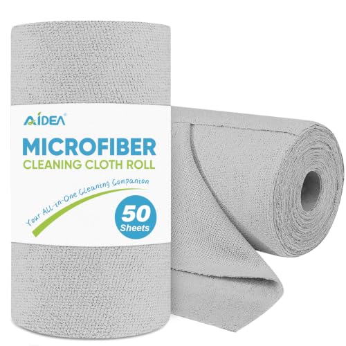 AIDEA Microfiber Cleaning Cloth Roll-50PK, Paper Towels Reusable 11.5×11.5"