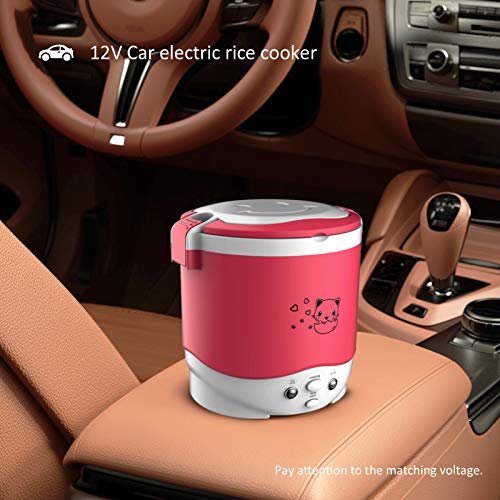 Small Rice Cooker,12V Portable Travel Rice Cooker For Car, Cooking Heating And Keeping Warm Function, Can Be Used As A Electric Lunch Box (Pink) #TOP1