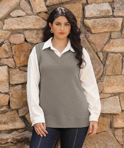 Image of TIYOMI Plus Size Sweater Sleeveless Tops for Women Knitted Tank Tops XL-5XL