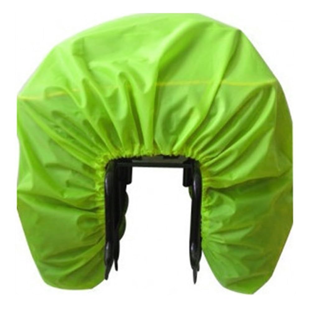 Copertura Antipioggia Fluorescente Per Borse Da Bicicletta, Colore Verde. In Tessuto Impermeabile Sottile E Pieghevole, Con Orlo Elastico Antiscivolo. Leggera E Portatile, Protegge Da Pioggia E Polvere.