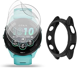 SHUAXI Watch Screen Protector (4+1Pack) Compatible for Garmin Forerunner 265, Film Anti-Scratch High Definition Full Coverage and Soft TPU Protective Case