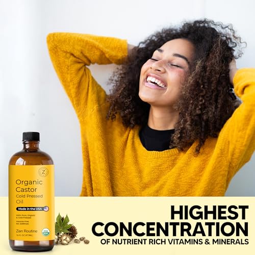 Glass Bottle Castor Oil, Hexane-Free, Organic Cold Pressed, Oil for Hair Growth, Eyelashes and Eyebrows, Hair and Body Oil, Glass Bottle, Carrier Oil, 16 Oz (Pack of 2) - Image 5