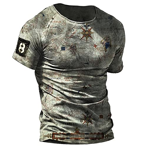 Photo de T-Shirt Homme Imprimé Été Coupe Slim Confortable Homme Manche Courte Patte Boutonnage Décontracté Homme Chemise Musculaire Élasticité All-Match Respirante Homme Chemise Course H-Blue 5XL