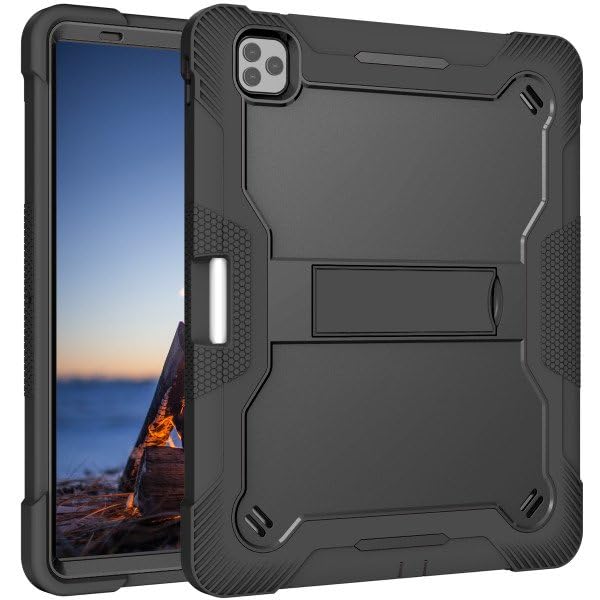 Image of Rugged Shockproof Heavy Duty Back Case Cover Compatible with iPad Pro 11 inch (2022 /2021 /2020, 4th /3rd /2nd Gen) with S Pen Holder, Black