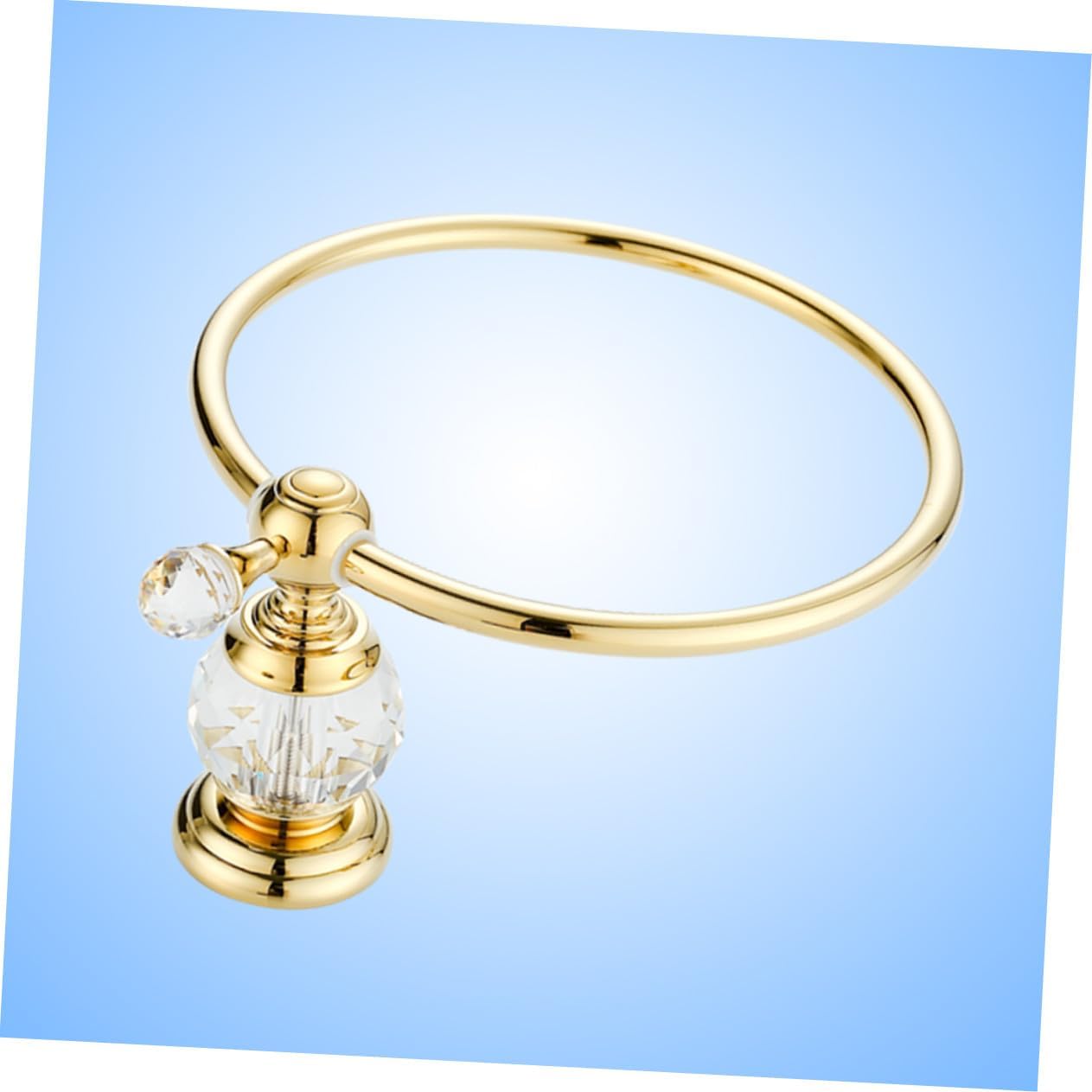 Refined Copper Towel Ring Wall Mounted Bathroom Holder Rotatable Rustproof Polished Golden Finish Elegant Pendant Design