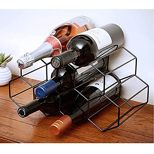 Soporte para botellas de vino moderno en rejilla hexagonal negro miniatura 6
