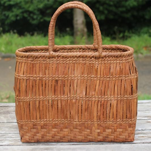 Amazon.co.jp: 山葡萄 籠 かごバッグ 三行断 編み 藤 蔓 やま