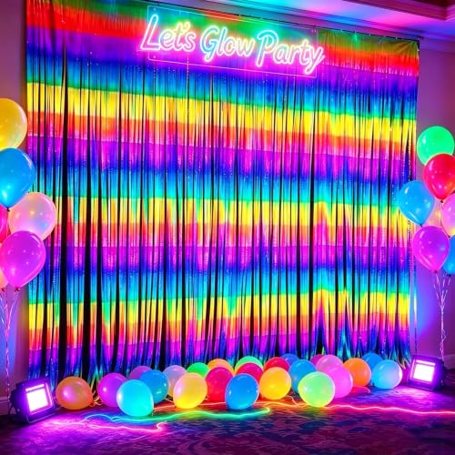 Rideau à franges en aluminium réactif lumière UV effet phosphorescent