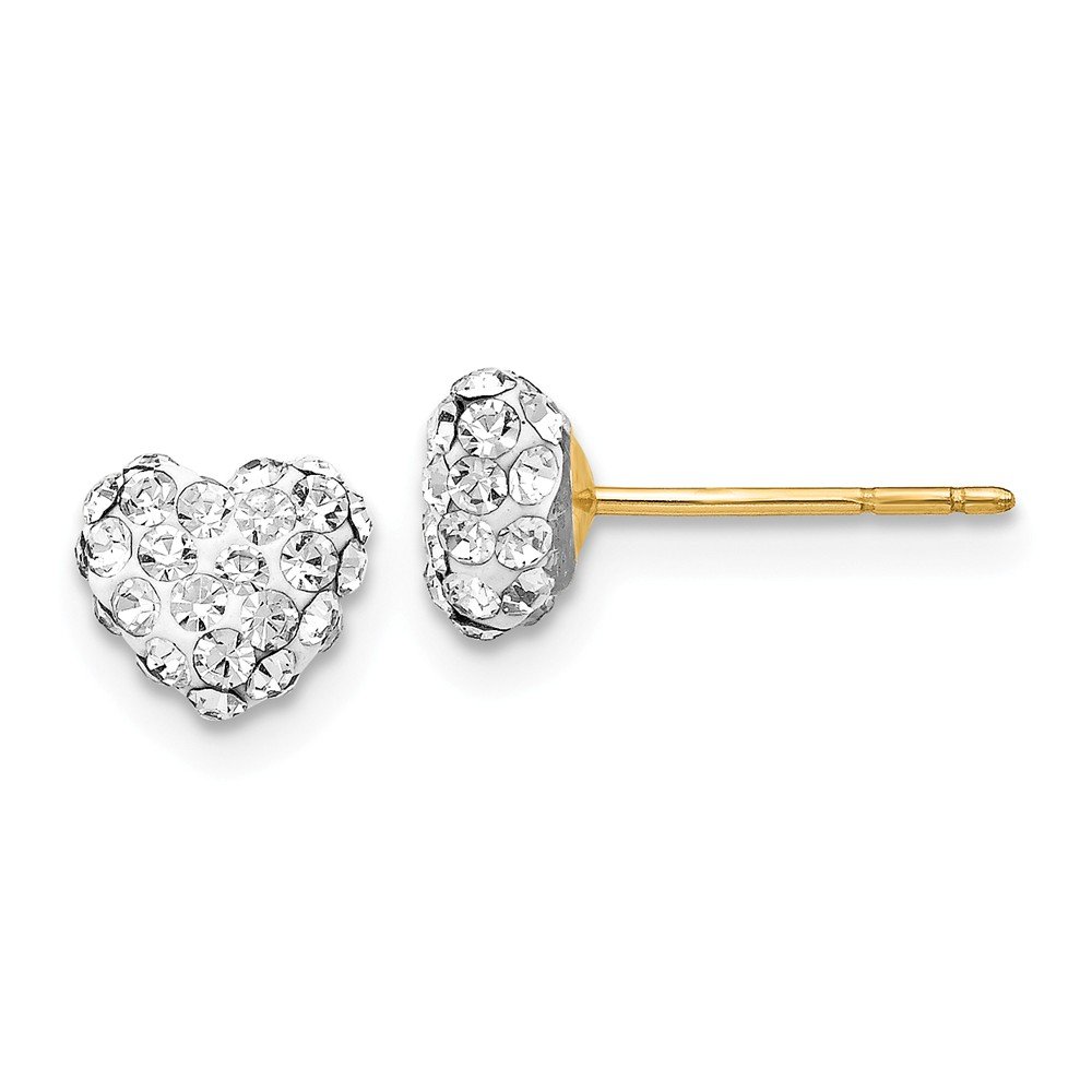 ICE CARATS 14k Yellow Gold Crystal 6mm Heart Post Stud Earrings Ball Button Love Fine Jewelry Gifts For Women