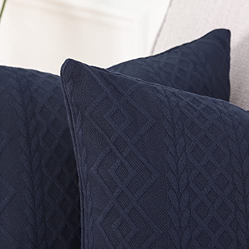 Yaertun Pack Of 2 Super Soft Decorative Throw Pillow Covers Square Cushion Cases Pillowcases For Couch Sofa Bedroom Car Modern Embossed Patterned,22 X 22 Inch,Blue #TOP2