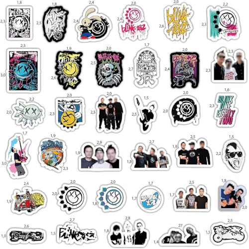 Image of Stickers for Adults, Rock Band Stickers Skateboard, 35 Pieces of Strong Adhesive and Waterproof Decals, Guitar and Laptop Decals for Teens, Gifts for Women & Men