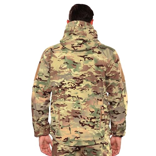 Men's Outdoor Waterproof Soft Shell Hooded Military Tactical Jacket2