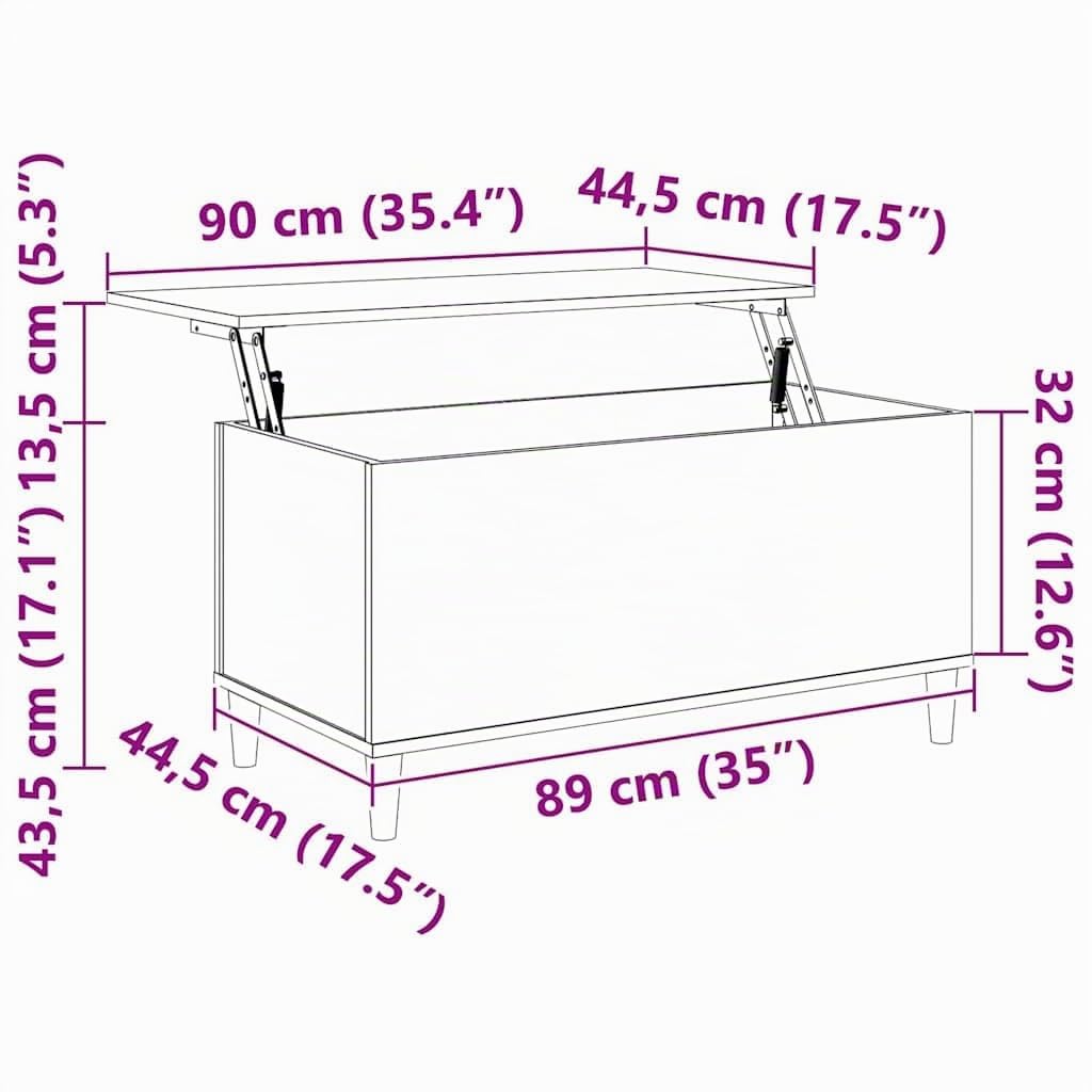 vidaXL mesa de Centro Madera Contrachapada Blanco Brillo 90x44,5x45 cm