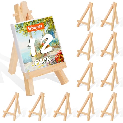 WOWOSS 12 Pack 5' Mini Wood Display Easel, Natural...