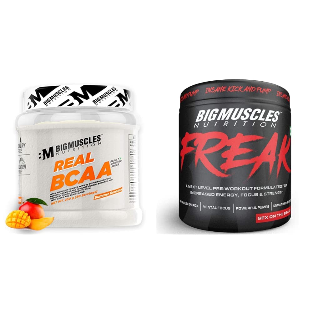 Bigmuscles Nutrition Real BCAA [50 Servings, Summer Bonanza] & Freak Pre-Workout Sex on the Beach [15 Servings, 90g]-image-14