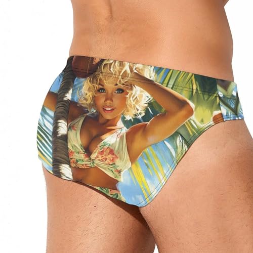 Pacificaisland Coconut Pin-Up Girl Mens Swim Briefs Quick Dry Swim Trunk Bikini Underwear Swimsuit3