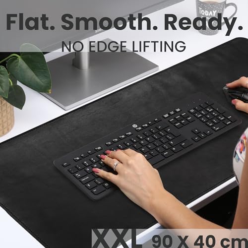 Tapete de Escritorio de Cuero Genuino Full Grain XL Negro miniatura 3