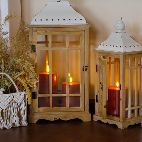 Image of Flameless Flickering 4 inch x6 inch Real Wax Burgundy Remote Candles with Candle Grease, Pack of 2 Timer LED Battery Operated Fake Warm Light Pillar Candles for Home, Banquet, Ceremony Decoration