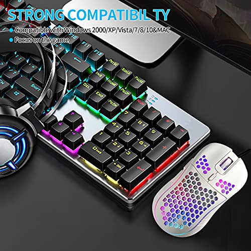 Honeycomb Wired Gaming Mouse, Rgb Backlight And 7200 Adjustable Dpi, Ergonomic And Lightweight Usb Computer Mouse With High Precision Sensor For Windows Pc & Laptop Gamers (White) #TOP6