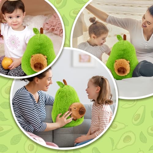 CHDBLOCK Avocado Capybara Plush Toy - 13.77 Inch Soft Capybara Stuffed Animal, Cute Avocado Food Plushie Pillow Doll for Kids and Adults — view 4