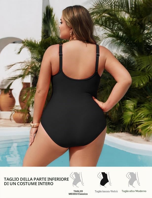 Hanna Nikole Costume da bagno da donna, taglie grandi, push up, costume da bagno intero a forma di costume da bagno elegante, costume da bagno crossover monokinis, costume da bagno regolabile, comodo