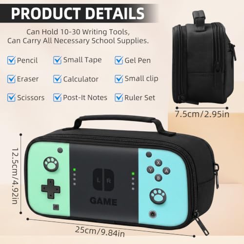 Image of TILYTADLY Large Pencil Case for Boys - Gamer Boys Pencil Pouch With Handle - Big Capacity Pen Box Pen Bag With Zipper Compartments, School Supplies Stationary Organizer for Kids Teens Adults