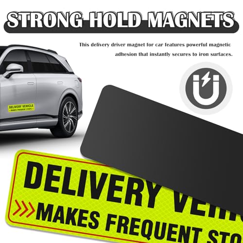 Image of 2PCS Delivery Driver Magnet for Car,Reflective Frequent Stops Car Magnet for Clear Identification,Anti-Water Delivery Sign for Cars Accessories Fit for Deliveries Professionals