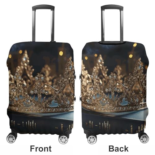 Crown Vintage Book Luggage Cover, Washable Elastic Suitcase Cover Protector Fit 18-32 Inch Luggage3