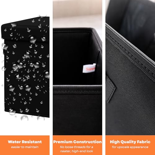 Image of Sopent Fabric Storage Box and Organiser with Lid (Plain Black, 10.6 inch Inch)
