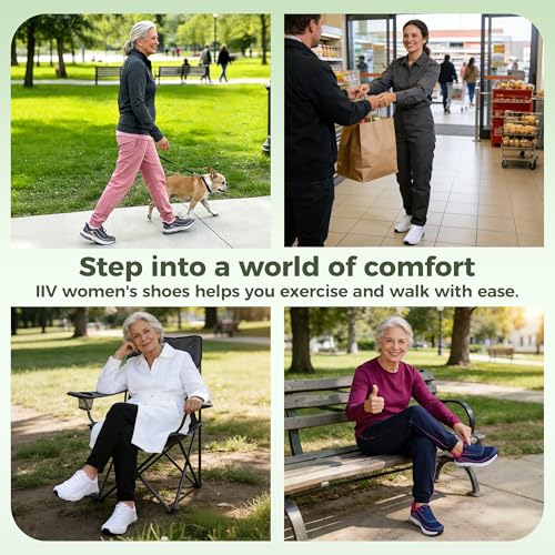 Image of IIV Womens Wide Toe Box Walking Shoes Arch Support Running Shoe Plantar Fasciitis Tennis Sneakers Orthotic for Pain Relief