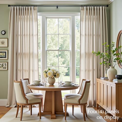 Image of jinchan Linen Curtains Light Filtering Back Tab 50x96 Inch 2 Panels