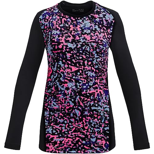 T-shirt Under Armour Cozy Armour Novelty col rond manches longues noir cerise en taille L