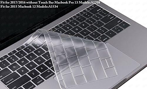 DHZ Ultra Thin Transparent Keyboard Cover Skin for 2017/2016 Released Without Touch Bar MacBook Pro 13" (Model:A1708) (NO fit Touch Bar and Before 2015 Older Versions) Waterproof Dust-Proof Clear TPU
