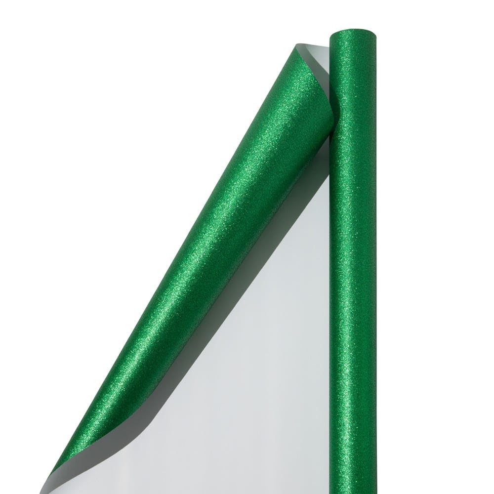 JAM Paper Gift Wrap - Glitter Wrapping Paper - 25 Sq Ft - Green Glitter - Roll Sold Individually