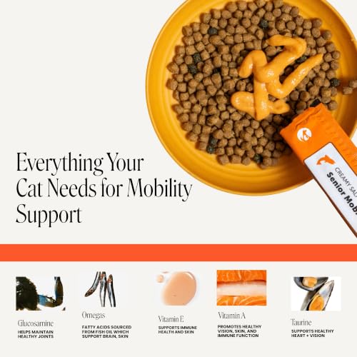 Senior Cat Joint Supplement Lickable Treats - Squeezable Hip + Joint Puree Pouches for Cats - Ease Mobility Stiffness with Glucosamine, Omega 3s, + Taurine for Healthy Joints + Heart (Salmon, 20 Ct) - Image 4