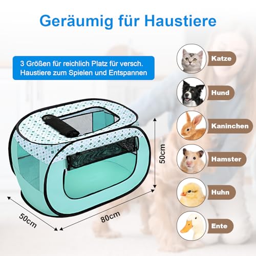 WolfWise Welpenlaufstall, Tragbarer Welpenauslauf 80 x 50 x 50 cm, Tierlaufstall für Wohnung, Laufstall für Hunde, Katzen, Welpen, im Innen- und Außenbereich, Katzengehege Outdoor Katzenzelt, Grün