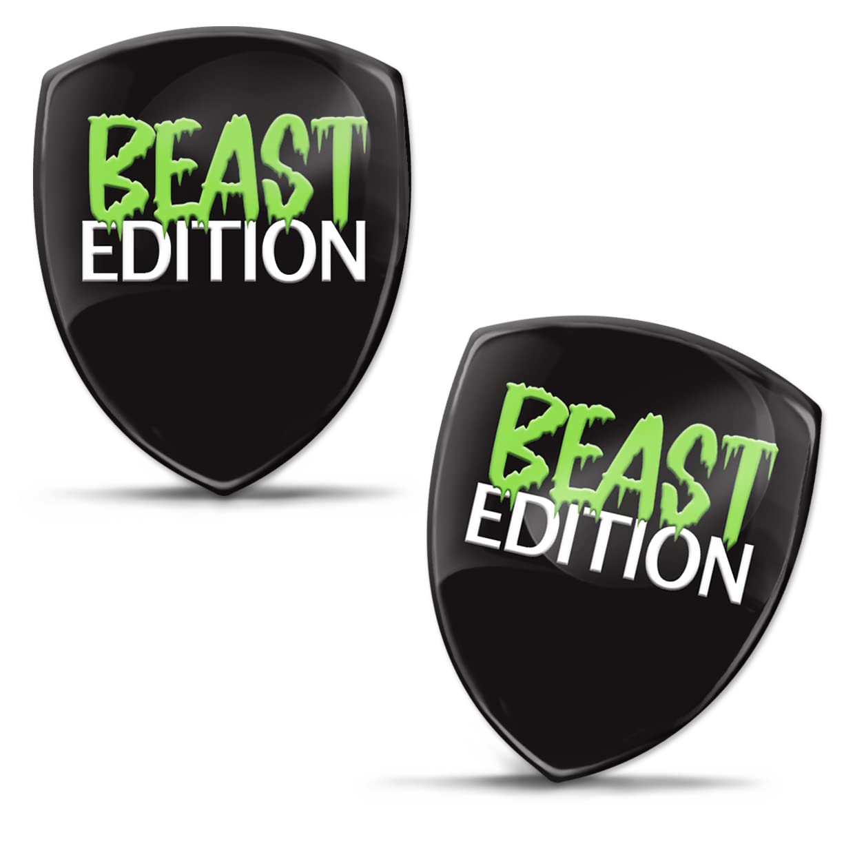 Biomar Labs 2 x 3D Gel Silicone Sticker Beast Edition Green Badge Stickers Car Sticker Motorcycle Bicycle Window Door Laptop KS 141