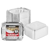 Stock Your Home 1 Lb Small Aluminum Pans with Lids (25 Pack) Foil Pans + Clear Plastic Lids, Disposable Cookware, Takeout Trays with Lids - To Go Disposable Food Containers for Restaurants & Catering