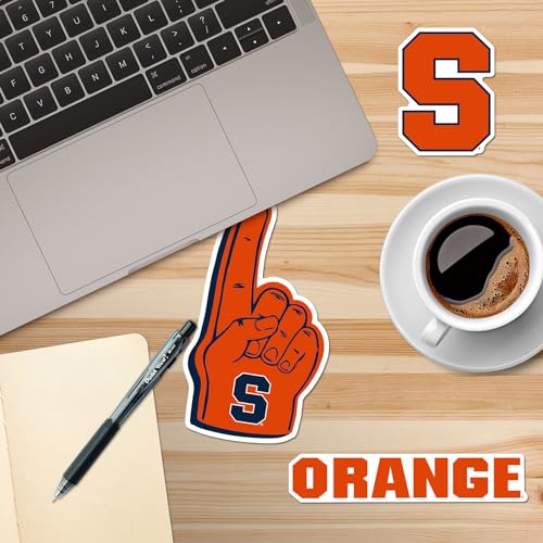 Image of Syracuse University 9ct Vinyl Sticker Pack - Large Waterproof Syracuse Orange, Block‑S, Mascot & Helmet Decals for Laptops, Water Bottles, Tablets, Scrapbooks, Vehicles & More