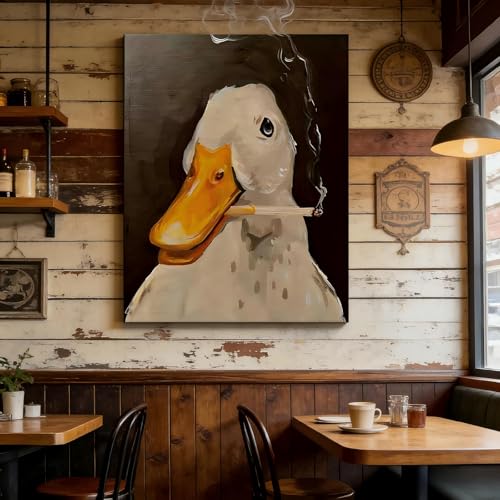 Toile murale art humour rustique vertical canard oiseau original