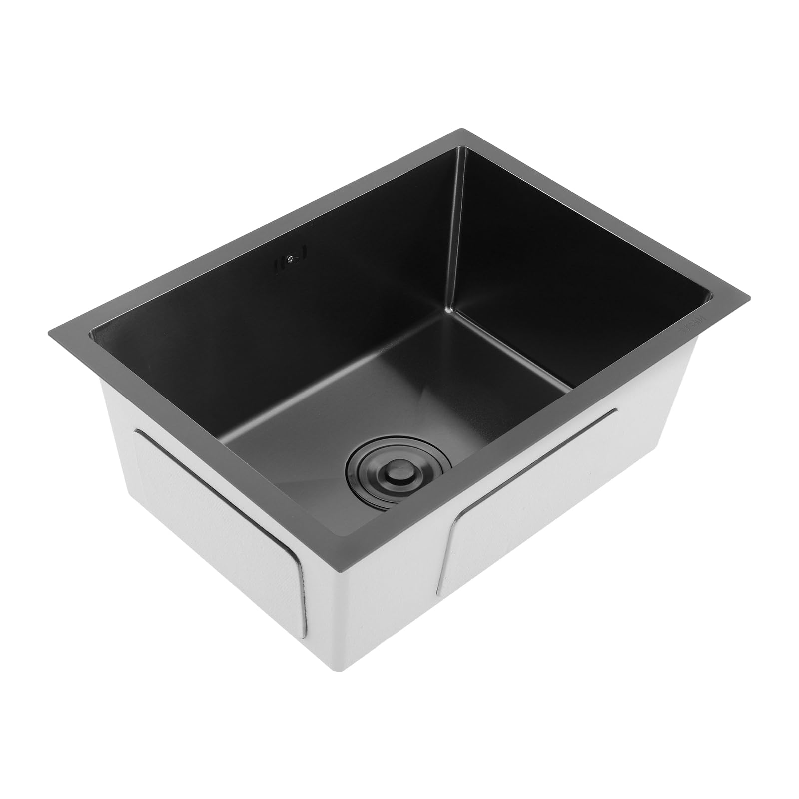 55 x 40 cm Spülbecken aus Edelstahl, Küchenspüle mit 360° Wasserhahn, Edelstahlspüle kompl. Siphon und Abtropffläche,Küche 1 Becken Einbauspüle für Zuhause/Restaurant, Schwarz