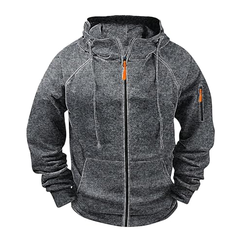 MLUTJINOO Snow Jackets, Full Zip Hoodies For Men Tactical Hooded Jackets Casual Workout Athletic Outfits With Pockets Fall Winter Mens Flannel Coat Bomber Jacket Ski (M, Dark Gray