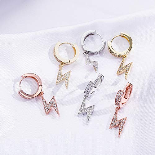 Topgrillz Lightning Bolt Earrings For Men Women 14K Gold Plated Fashion Hip Hop Jewelry Gifts (Gold) #TOP4
