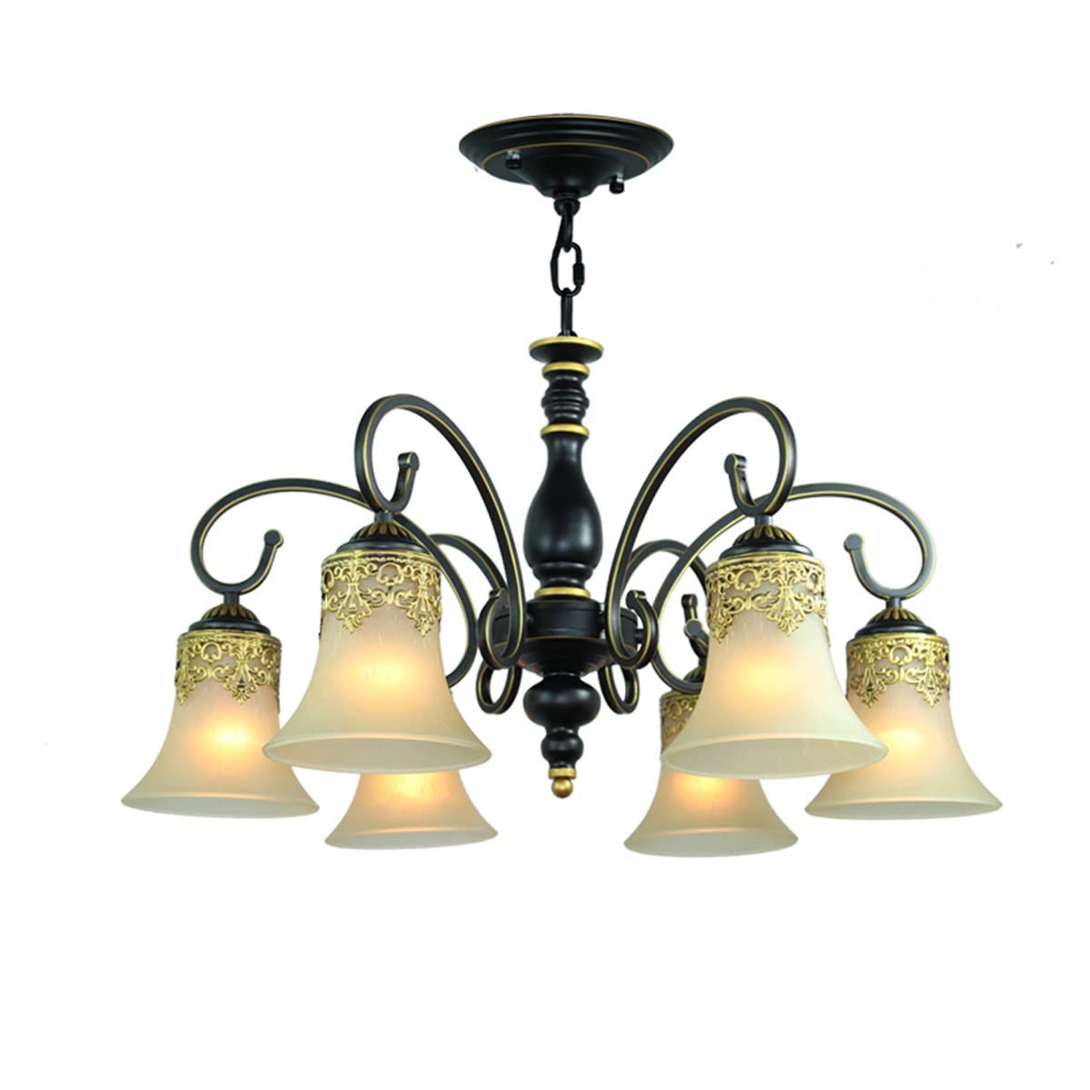 WWFF American Living Room Chandelier 5 Light, Retro Dining Room Lamp Creative Iron Bedroom Dining Room Decoration Pendant Lights Home Ceiling Lights (Size : 6 Heads)