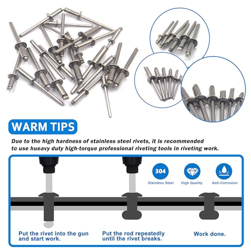 BESTYCHAO 50 Stück 304 Edelstahl Blindnieten (4,8mm x 12mm)
