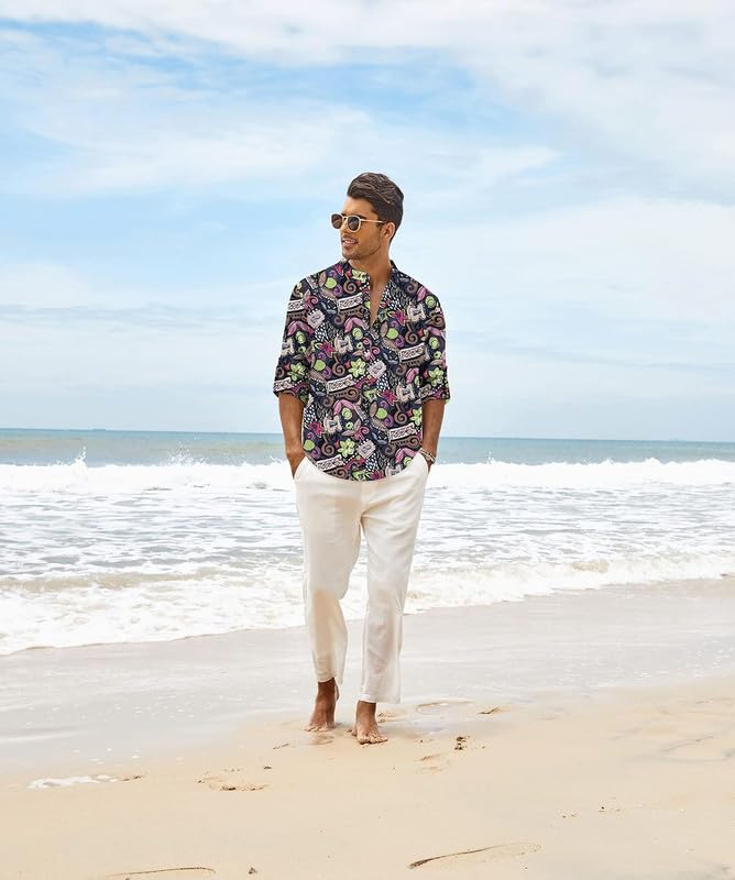 Image of Bellstone Men's Cotton Blend Solid Regular Fit Full Sleeve Short Kurta | Men's Trendy Short Kurta | Stylish Casual Lightweight Summer Kurta for Daily and Occasion Use